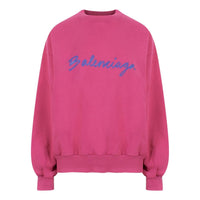 (WMNS) Balenciaga Script Logo Crewneck Sweatshirt 'Dark Fuchsia' 697869TMVB50507