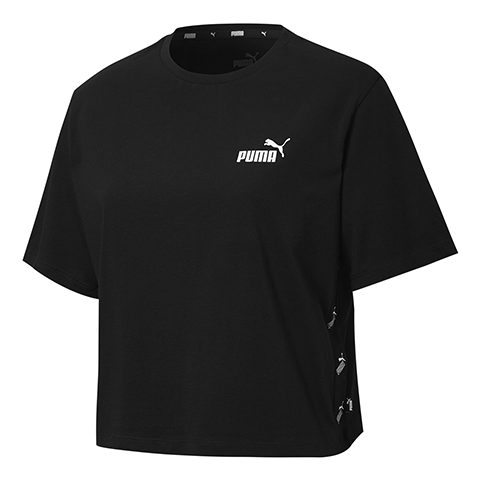(WMNS) PUMA Printed LogoShort Sleeve TEE Black 586597-01