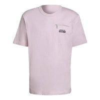 adidas originals Logo Alphabet Zipper Printing Loose Short Sleeve Pink H11469