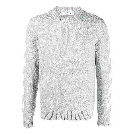 Off-White SS21 Logo Pattern Round Neck Pullover Gray OMHE023R21KNI0014101