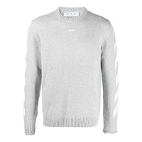 Off-White SS21 Logo Pattern Round Neck Pullover Gray OMHE023R21KNI0014101
