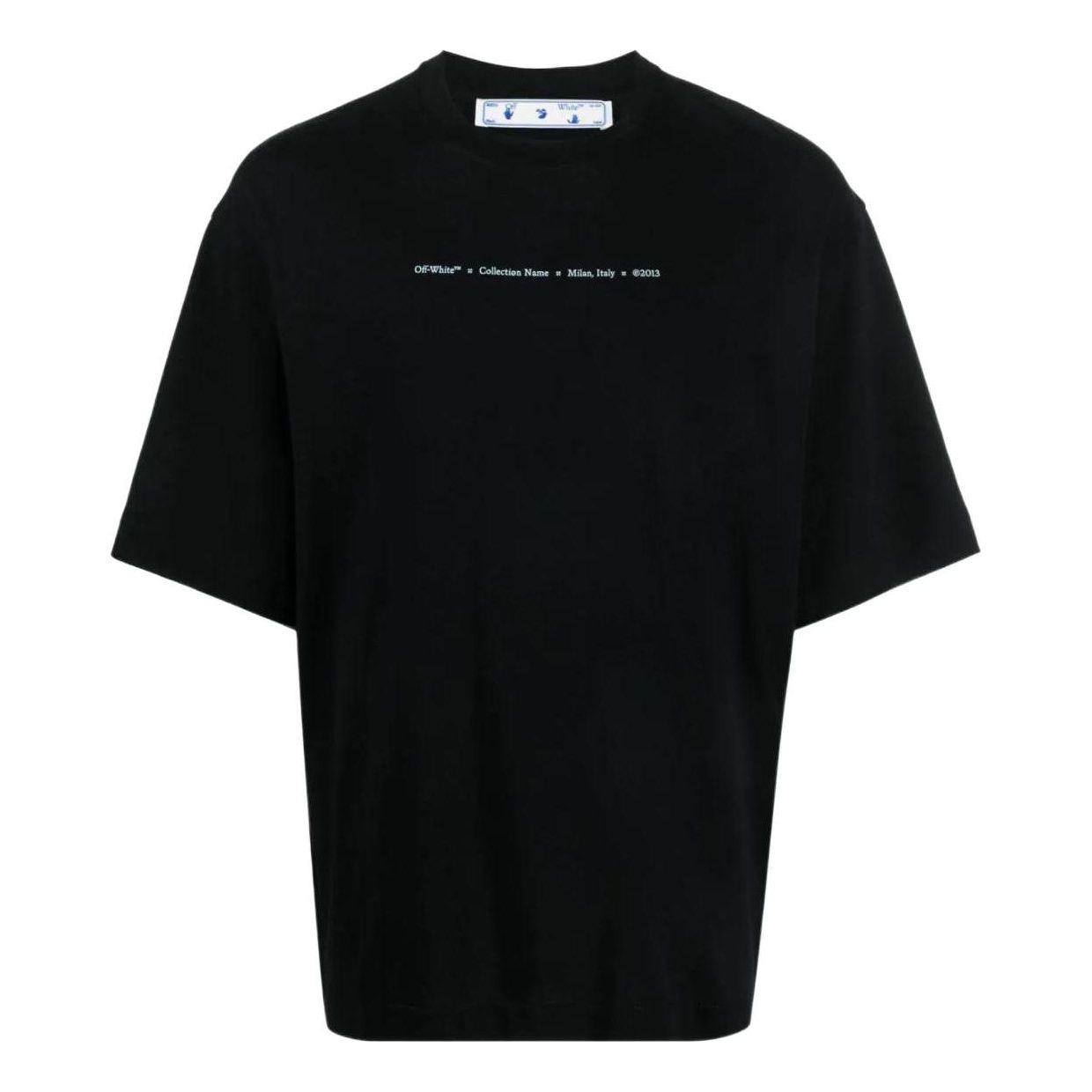 Off-White FW21 Round Neck Alphabet Printing Short Sleeve Loose Fit Black OMAA120F21JER0121084