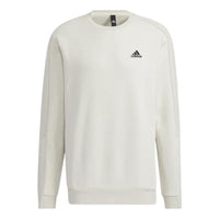 Men's adidas Solid Color Logo Sports Round Neck Stay Warm Fleece Lined Pullover Bauxite Brown HG1825