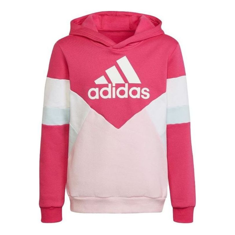 (GS) adidas Colorblock Fleece Hoodie Asia Sizing 'Pink White' HN8554