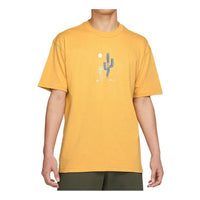 Men's Nike SB Funny Cactus Flower Pattern Printing Short Sleeve Yellow T-Shirt DQ1861-777