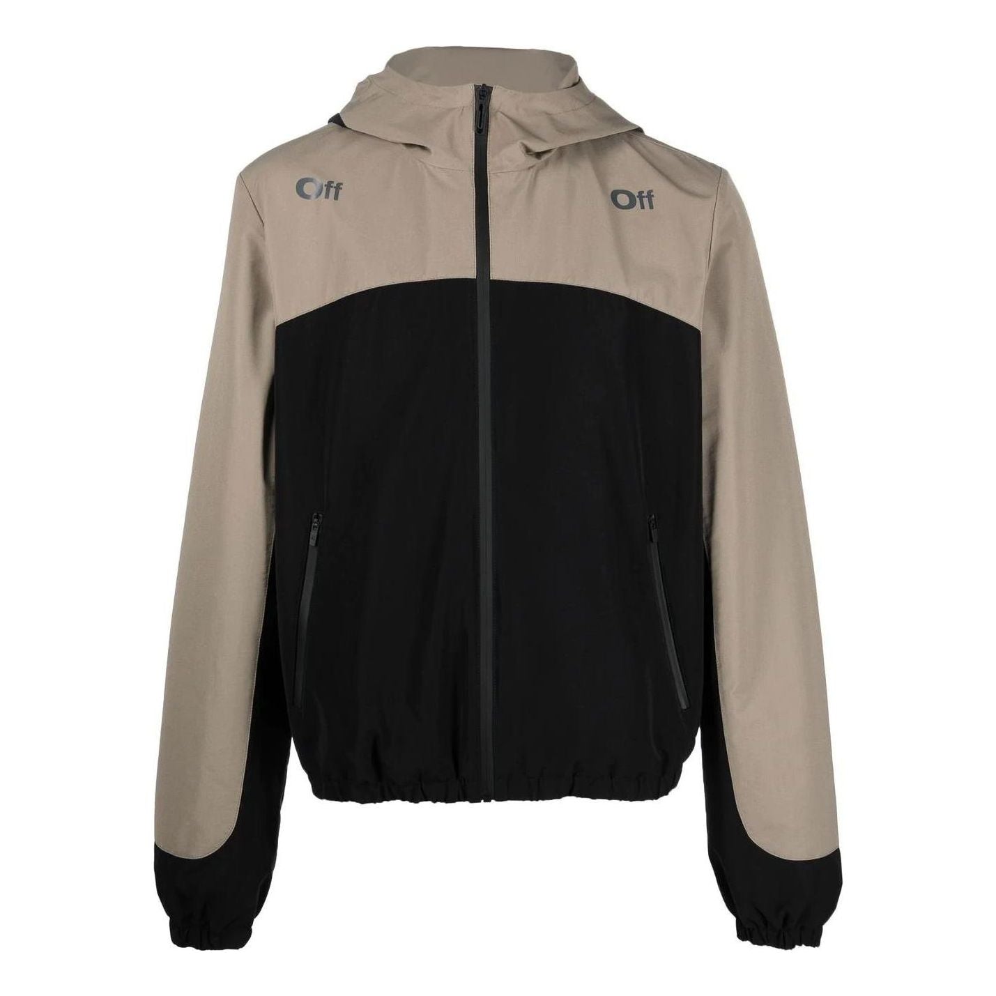 Men's Off-White FW22 Contrasting Colors Arrow Printing Zipper Hooded Jacket Loose Fit Black Gray OMVL026F22FAB0011010