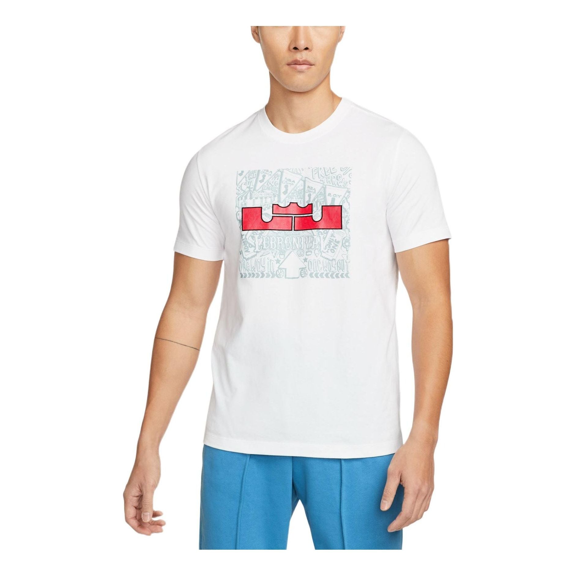 Nike Cartoon Pattern Printing Knit Casual Short Sleeve White DQ1884-100