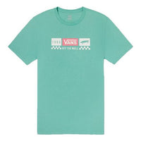 Men's Vans Alphabet Logo Printing Round Neck Short Sleeve Blue Green VN0A4MMYJ29