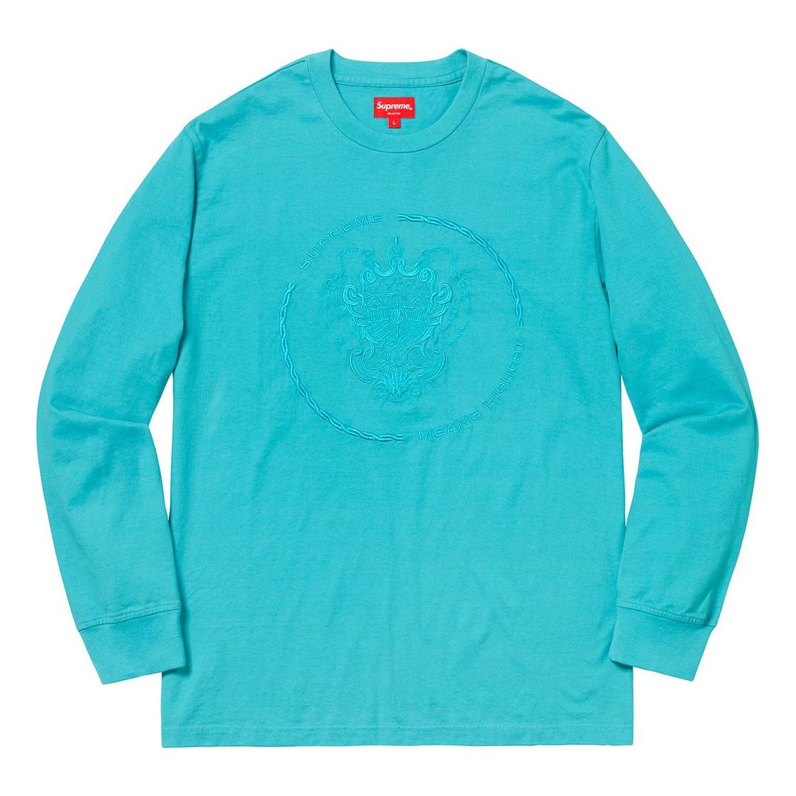 Supreme FW18 Crest L/S Top Light Blue Long Sleeves Pullover Hoodie SUP-FW18-386