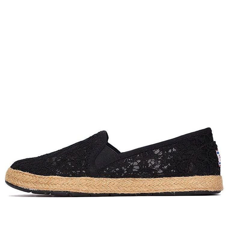 (WMNS) Skechers Slip-on Lace Shoes 'Black' 733774-BLK