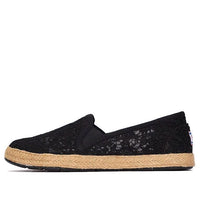 (WMNS) Skechers Slip-on Lace Shoes 'Black' 733774-BLK