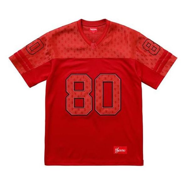 Supreme SS18 Monogram Football Jersey Red Tee SUP-SS18-337