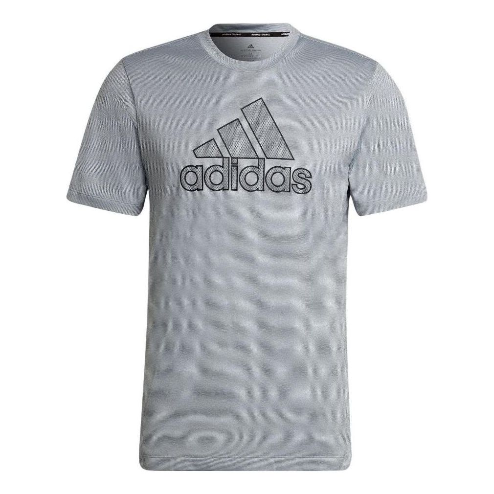 Men's adidas Alphabet Logo Printing Round Neck Short Sleeve Japanese Version Silver T-Shirt HB9194