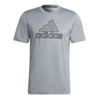 Men's adidas Alphabet Logo Printing Round Neck Short Sleeve Japanese Version Silver T-Shirt HB9194