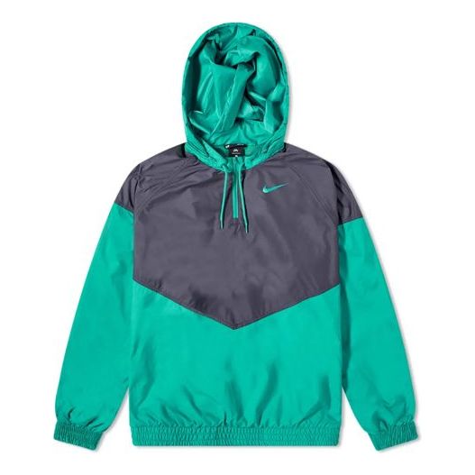 Nike SB Skateboard Shield Half Zip Hooded Jacket For Men Blue/Green BV0979-015