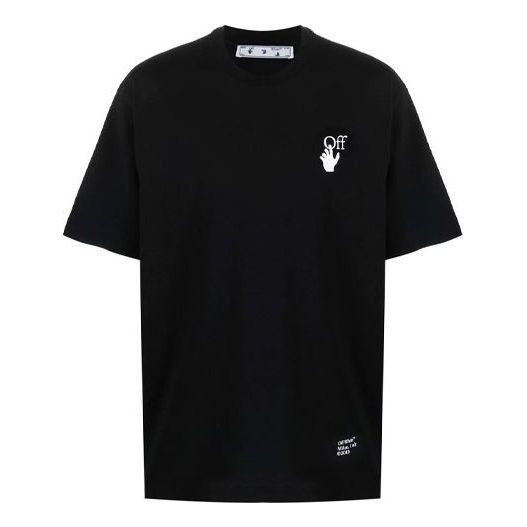 Men's Off-White Illustration Arrow Pattern Printing Short Sleeve Black T-Shirt OMAA120F21JER0071001