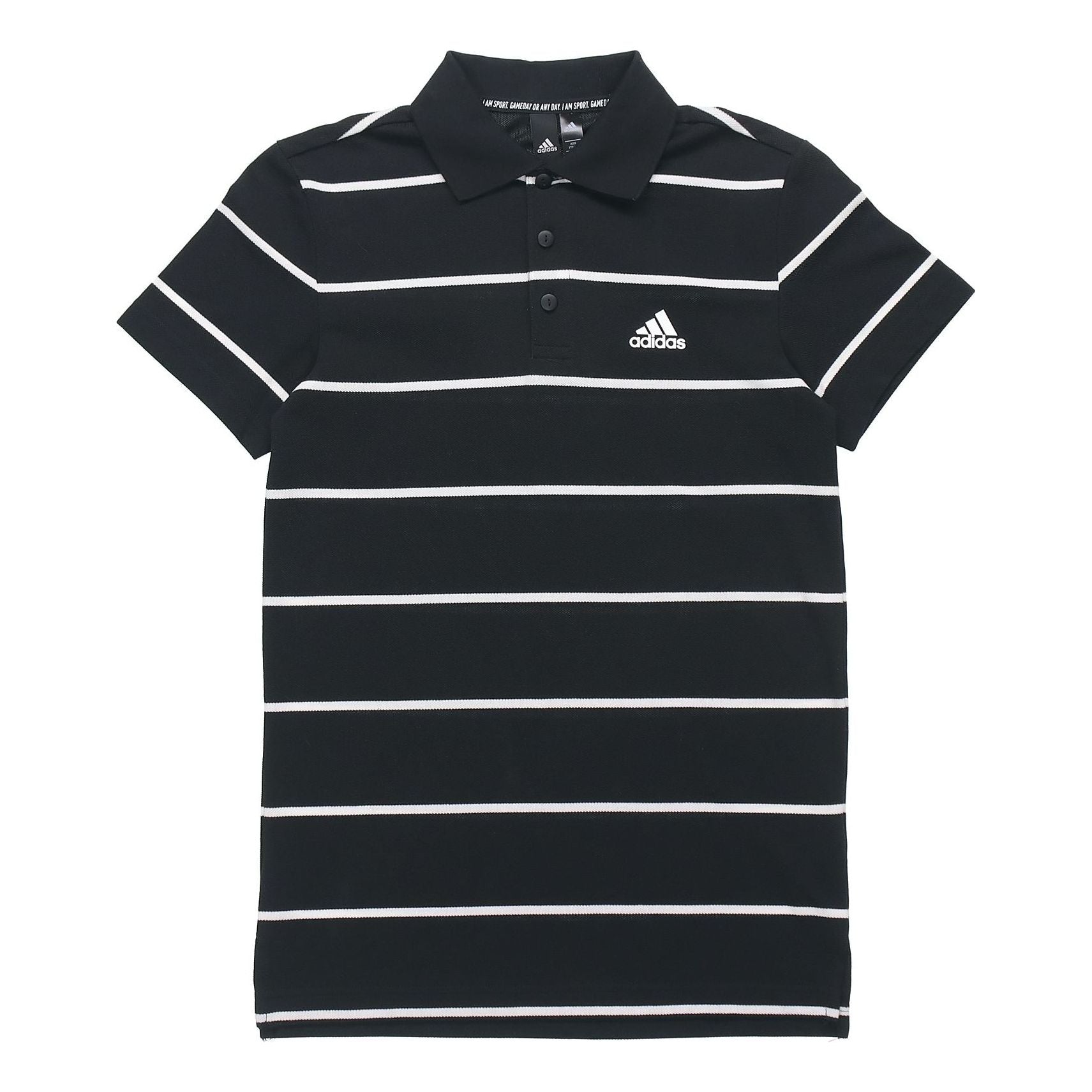 adidas YARN DYE Stripe Short Sleeve Polo Shirt Black FT2836