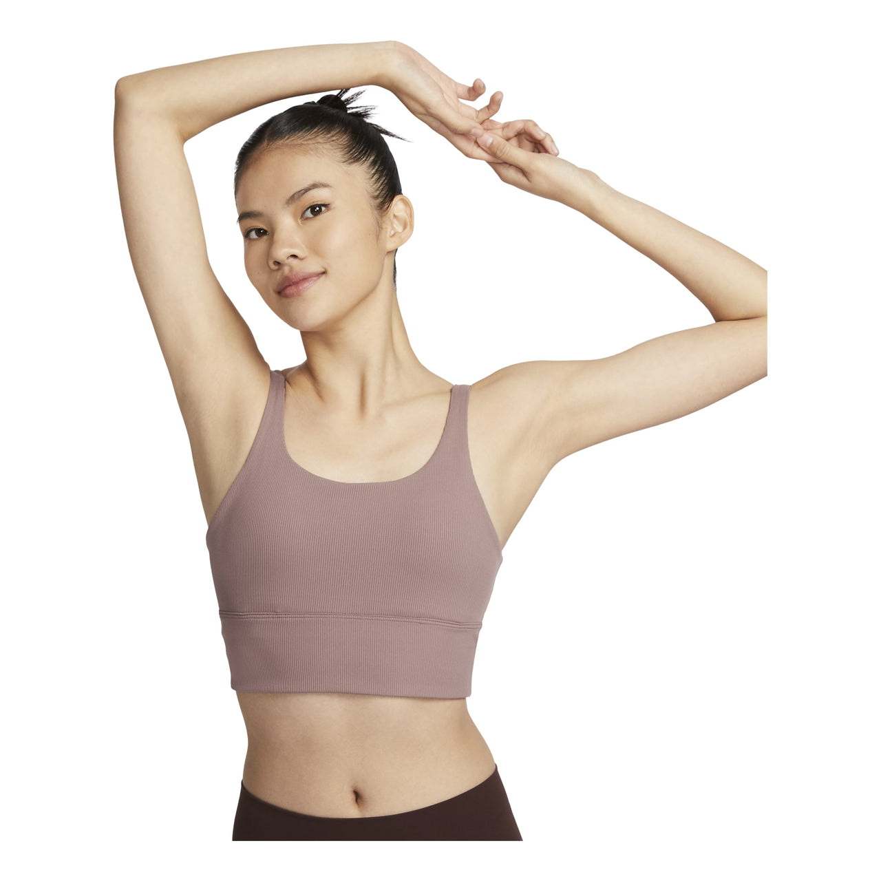 (WMNS) Nike Zenvy Rib Light-Support Padded Longline Sports Bra 'Smokey Mauve' FZ6508-208