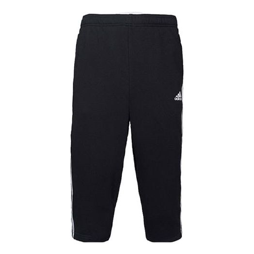 adidas Classic Stripe Casual Cropped Pants Black BK7472