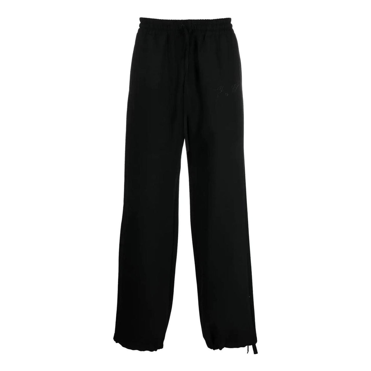 Men's Off-White FW22 Solid Color Logo Embroidered Straight Sports Pants/Trousers/Joggers Loose Fit Black OMCJ022F22FAB0011010