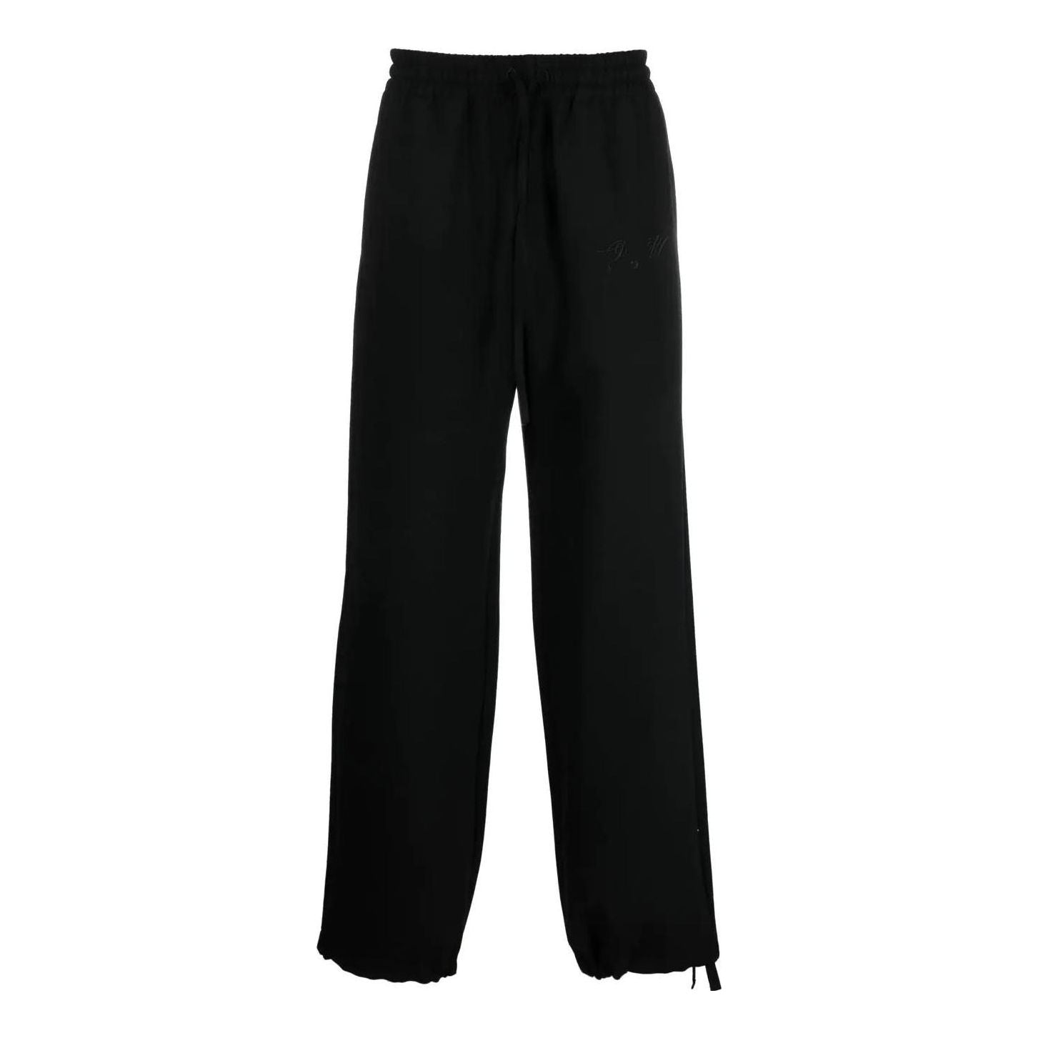 Men's Off-White FW22 Solid Color Logo Embroidered Straight Sports Pants/Trousers/Joggers Loose Fit Black OMCJ022F22FAB0011010