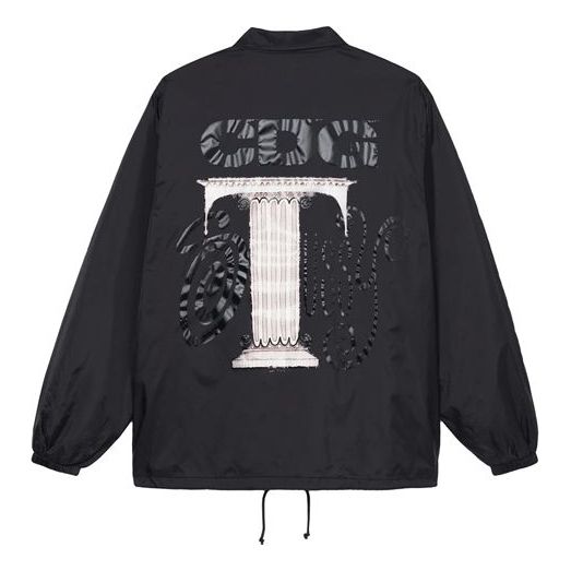 Stussy x COMME des GARCONS CDG Coach Jacket Chest Logo Printing 'Black' SHJ001051