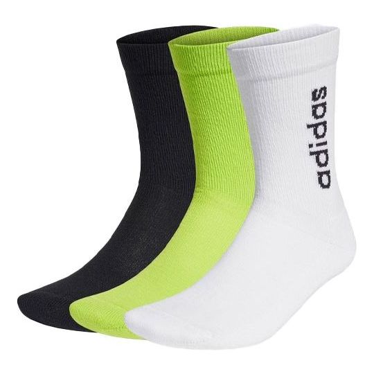 adidas neo Hc Vt Crew 3pp Solid Color Alphabet Sports Socks Couple Style 3 Pairs White / Black / Green GN9544
