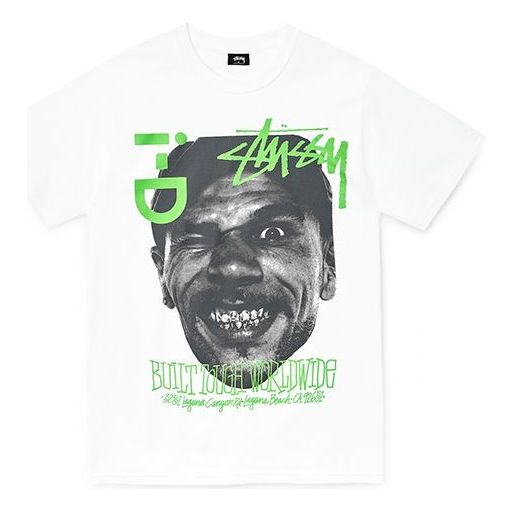 Men's Stussy Portrait Alphabet Printing Pattern Pullover Short Sleeve White 3903650