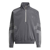 adidas originals Blue Version Series Casual Half Zipper Stand Collar Jacket Gray HD2233