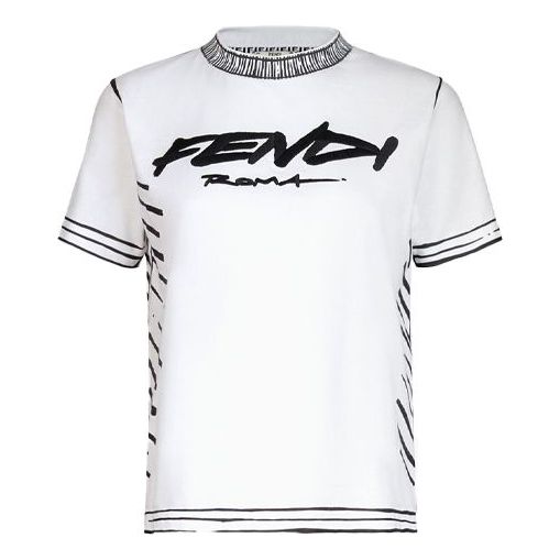 FENDI Series Contrasting Colors Cotton Short Sleeve White FS7254AC6MF0ZNM