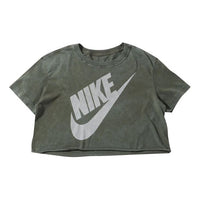 (WMNS) Nike Sportswear Wash Futurura Logo Printing Short Sleeve Olive Green CT8930-222