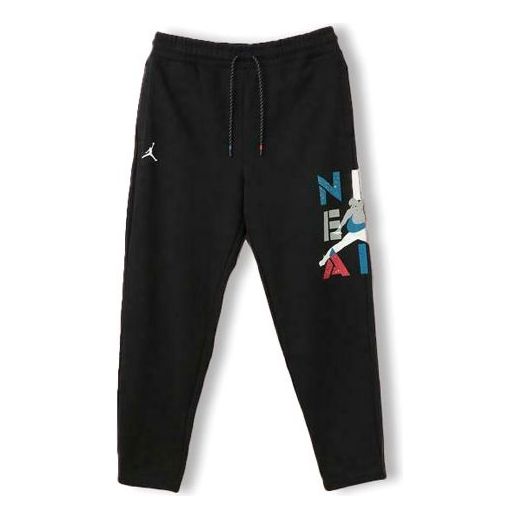 Air Jordan 14 Legacy Alphabet Printing Casual Pants Black CQ8304-010