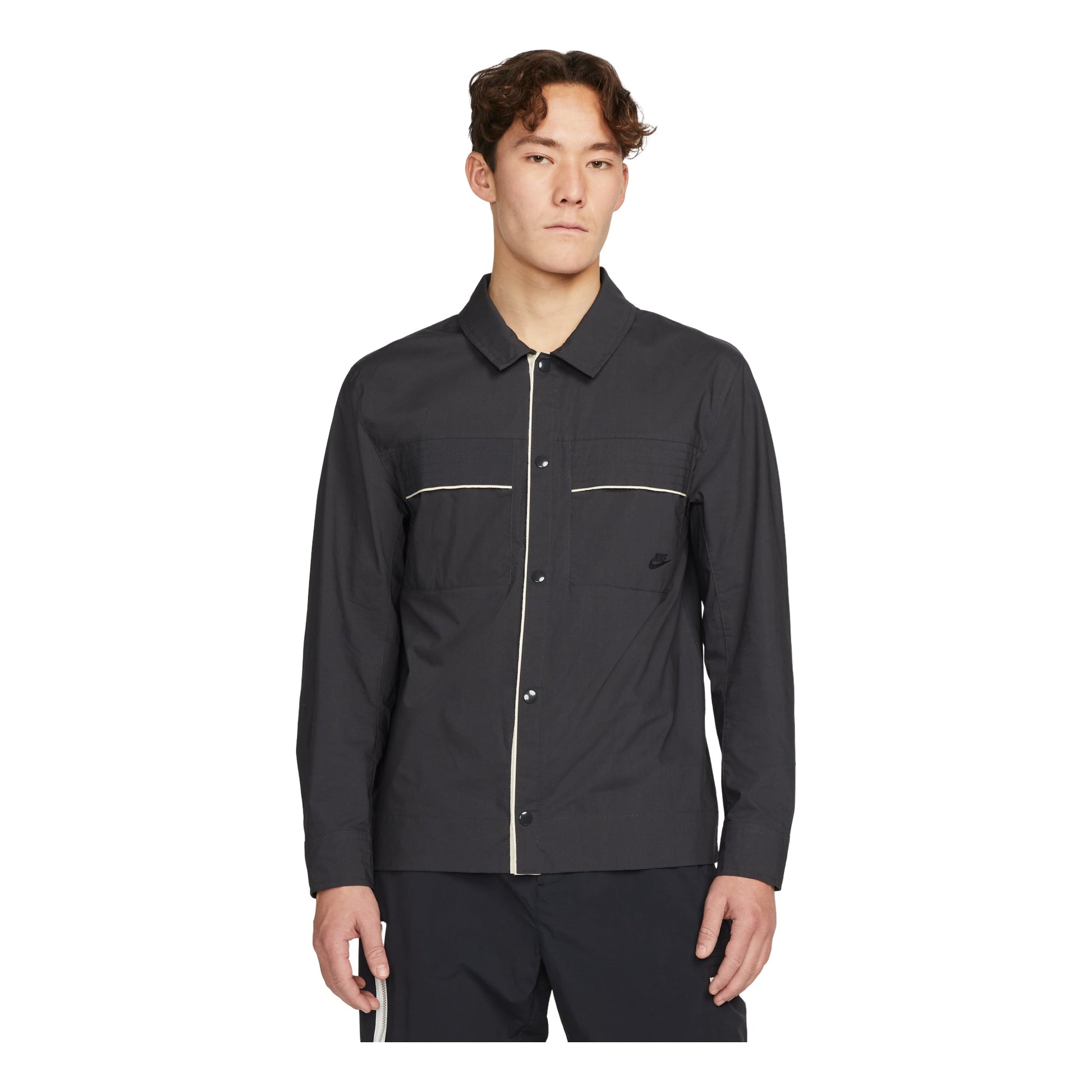 Nike Sportswear Style Essentials Woven Button-Up Top 'Black' DM6640-045