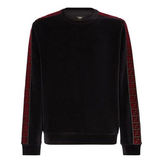Men's FENDI FW21 F Pattern Round Neck Pullover Sports Black FY0178AF9FF0QY3