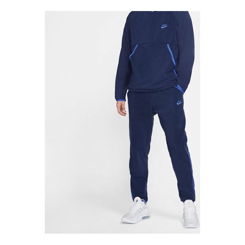 Nike Sportswear Solid Color Fleece Lacing Sports Long Pants Navy Blue Dark  CU4372-410