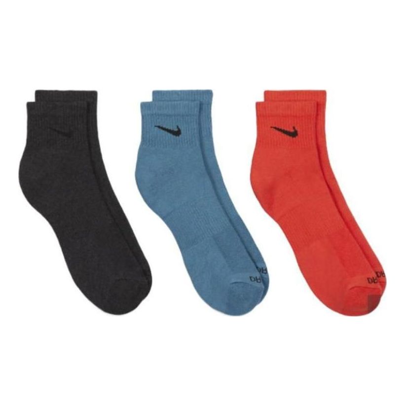 Nike Everyday Plus Cushioned Training Ankle Socks (3 Pairs) 'Black Blue Red' SX6890-912