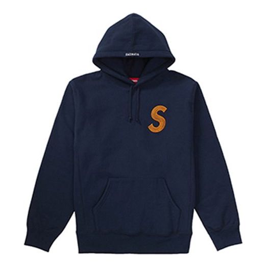 Supreme FW18 S Logo Hooded Sweatshirt Navy Embroidered Logo Unisex Navy Blue SUP-FW18-627