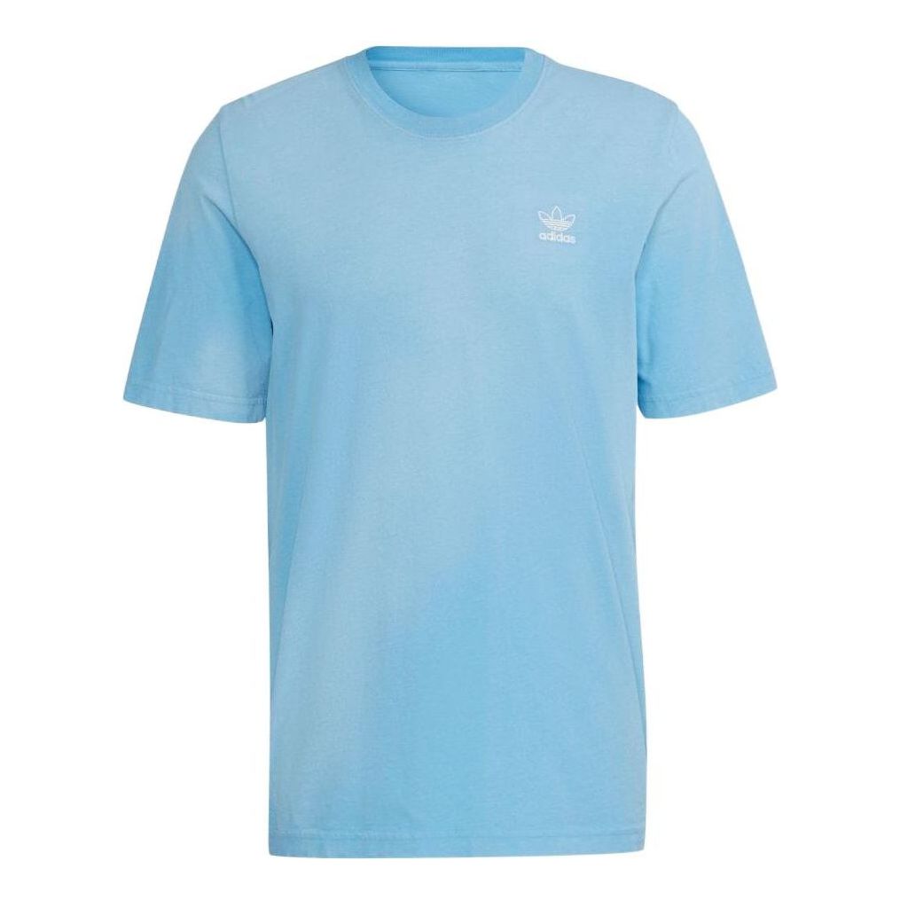 Men's adidas Solid Color Printing Round Neck Short Sleeve Blue T-Shirt HK7506