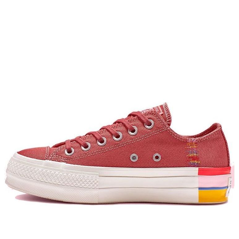 (WMNS) Converse Chuck Taylor All Star Rainbow Platform Low Top Rainbow Canvas Low Red 564995C