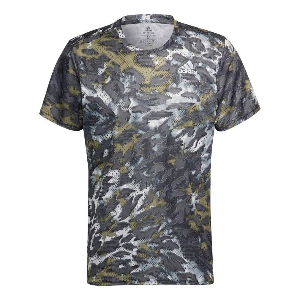 adidas Fast Graphic Primeblue Running Tee 'Grey Six Focus Olive' H32185