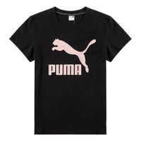 (WMNS) PUMA Classics Logo Tee Big Logo Printing Sports Short Sleeve Black 536351-01