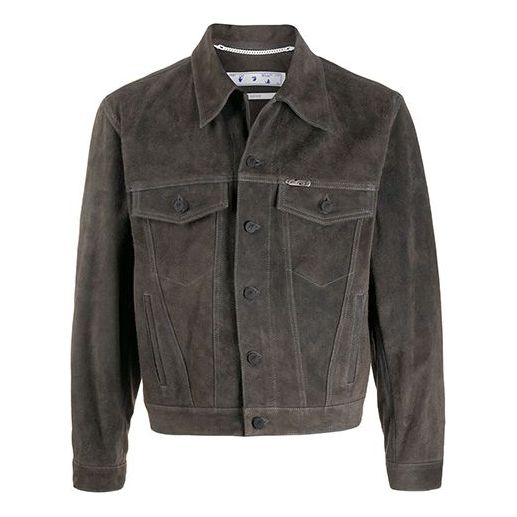 Men's Off-White Arrow Pattern Denim Jacket Gray OMJA049F20LEA0010701