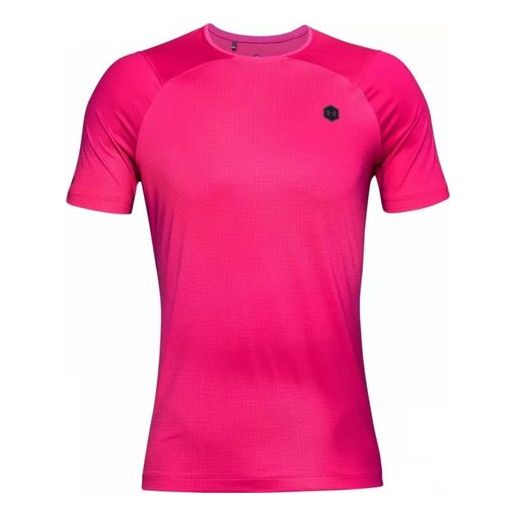 Men's Under Armour RUSH HeatGear Fitted Short Sleeve Pink T-Shirt 1351559-687