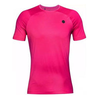 Men's Under Armour RUSH HeatGear Fitted Short Sleeve Pink T-Shirt 1351559-687