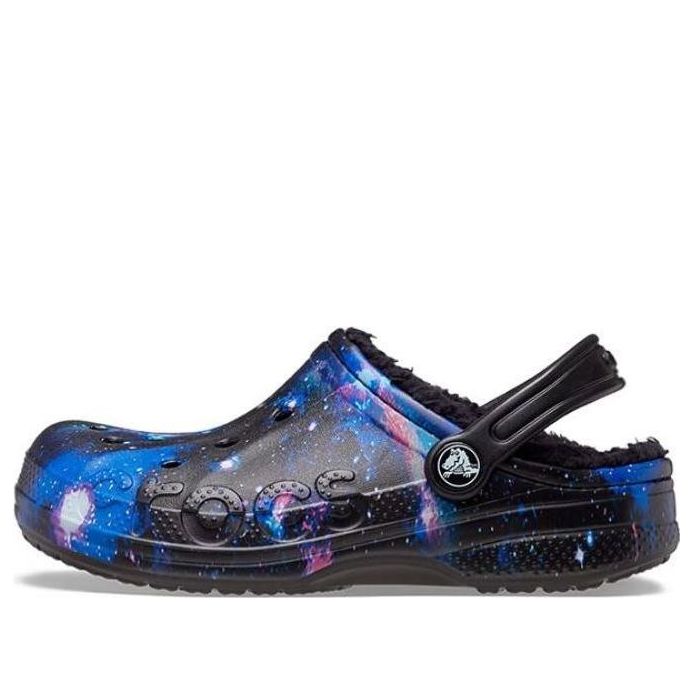 (GS) Crocs Baya Lined Fuzzy-Strap Galaxy Clogs 'Black Multi' 207654-0C4