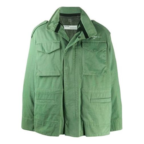 Off-White Logo Alphabet Classic Multiple Pockets Jacket Version Green OMEL009R20G460214301