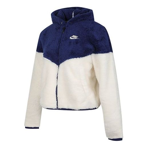 (WMNS) Nike Splicing lamb wool Casual Jacket Blue White Colorblock BV4569-492