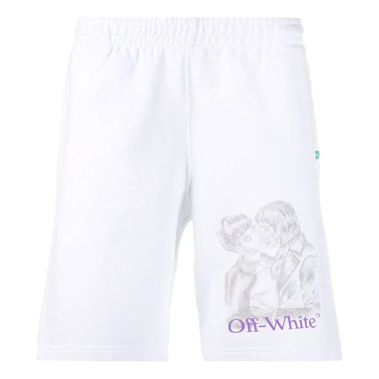 Off-White Portrait Pattern Printing Shorts White OMCI006S20E300070188