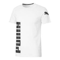 PUMA Big Logo Printing Round Neck Sports Short Sleeve White 581710-02