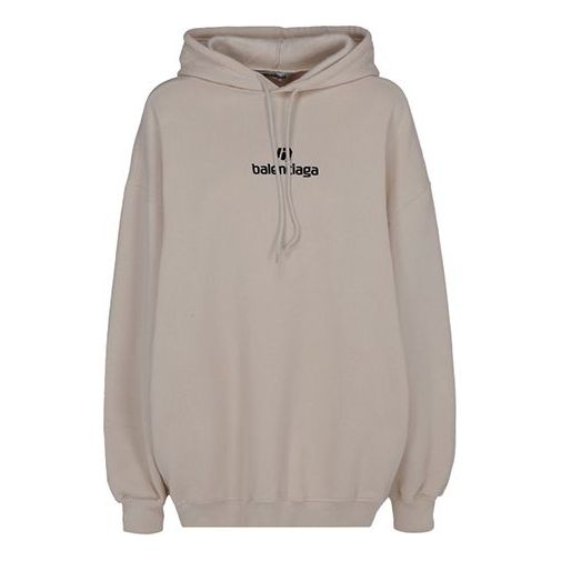 (WMNS) Balenciaga Alphabet Logo Pullover Hoodie Gray White 641529TJVB19054